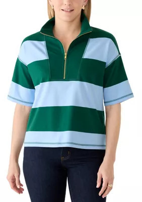 Crown & Ivy Women's 3/4 Sleeve 1/2 Zip Pullover, Medium | Belk