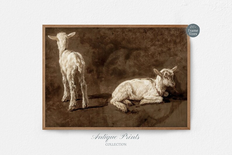 Vintage Sheep Oil Painting Antique Lamb Wall Art Farmhouse - Etsy | Etsy (US)