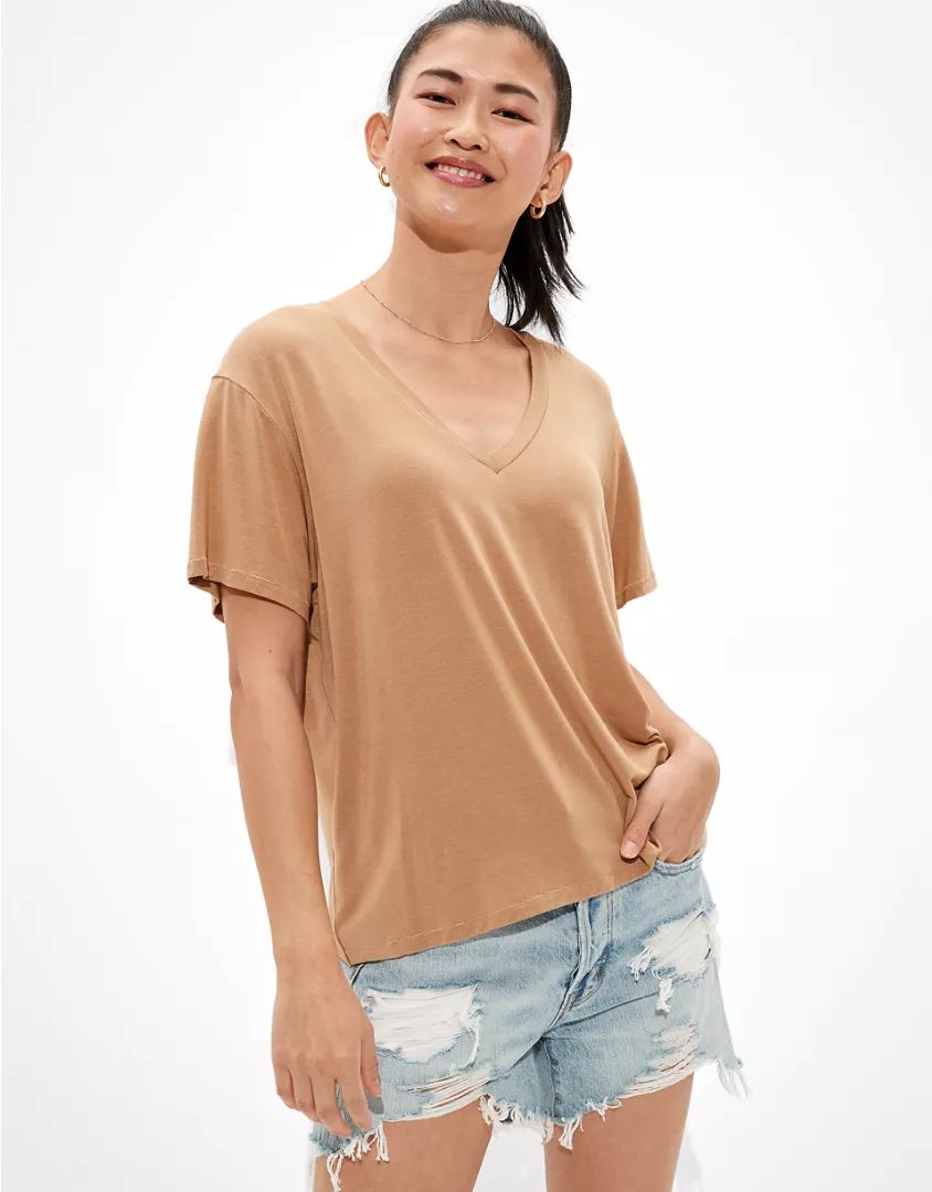 AE Oversized Soft & Sexy V-Neck T-Shirt | American Eagle Outfitters (US & CA)