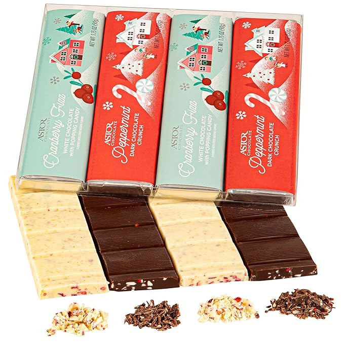 Astor Chocolate Holiday 4 Bar Gift Pack | Assorted Christmas Dark Chocolate Peppermint Crunch And... | Amazon (US)