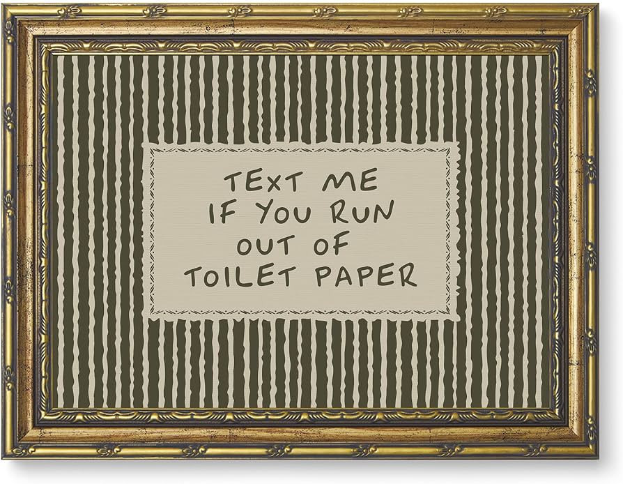 Funny Bathroom Wall Art Gold Framed Vintage Picture Decor 12x16 inch | Amazon (US)