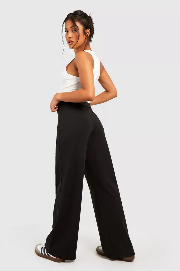 Petite Stretch Wide Leg Pants | boohoo (US & Canada)