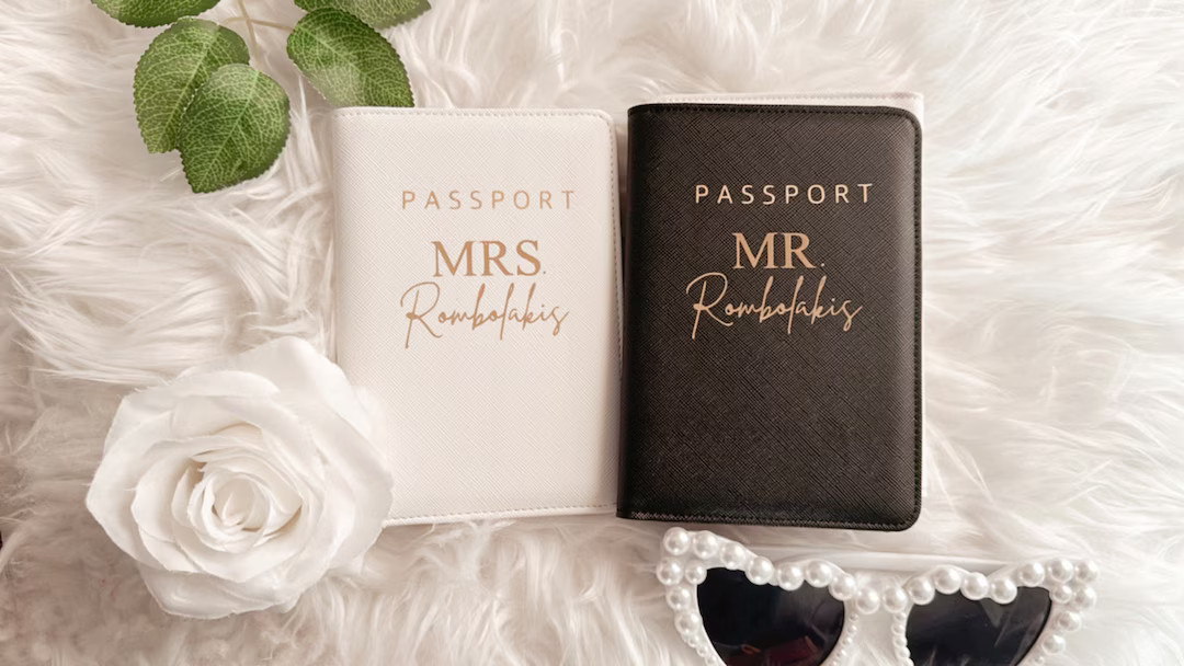 Bride & Groom Custom Wedding Gift, Personalized Romantic Passport Cover, Novelty Engagement Newly... | Etsy (US)