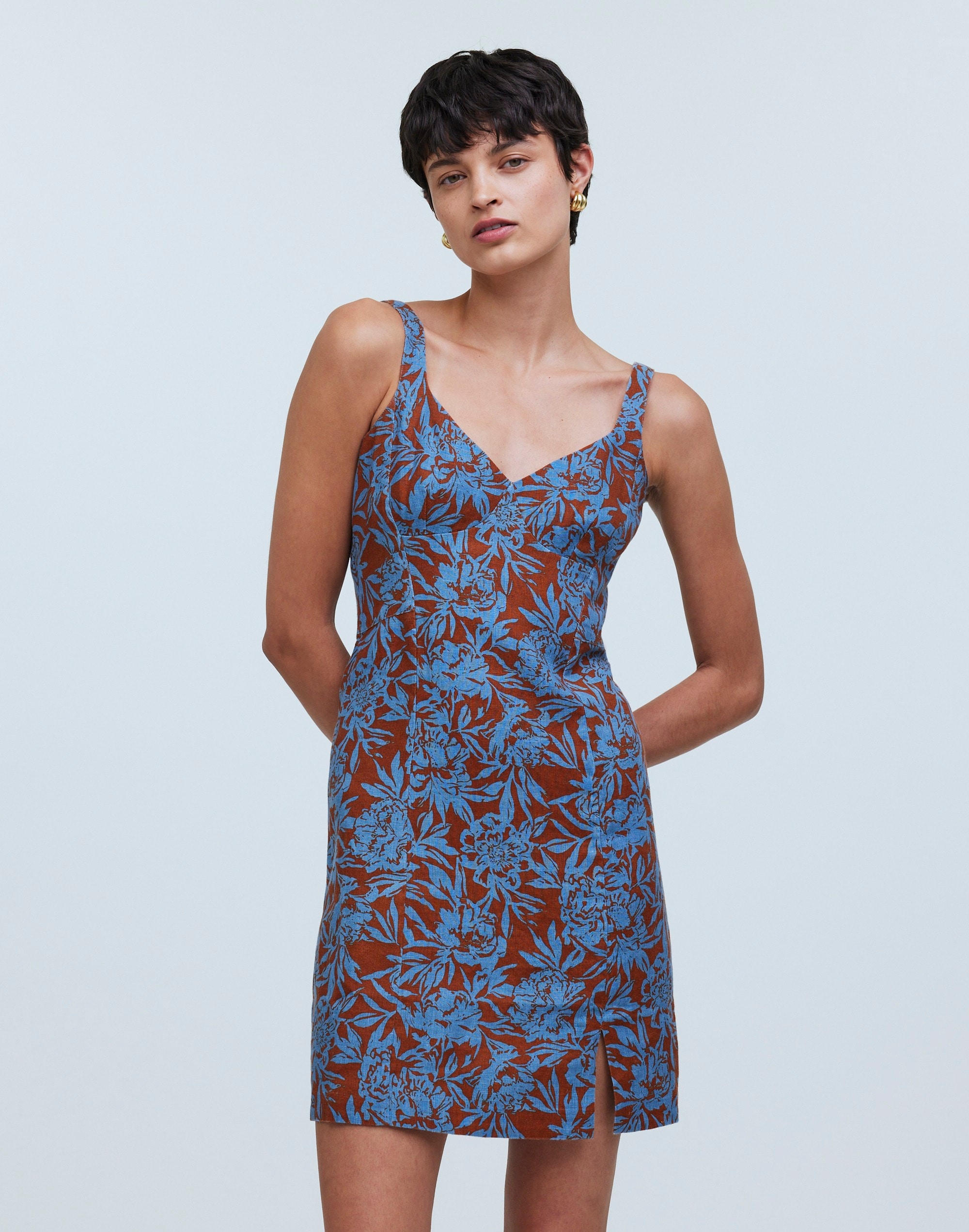 Sweetheart Midi Dress in Floral 100% Linen | Madewell