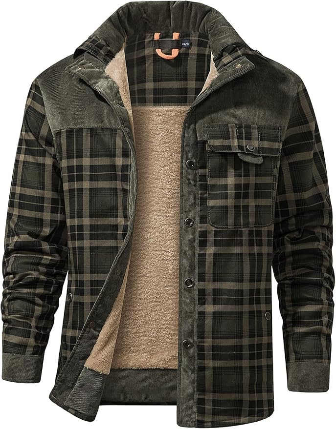 Gihuo Men's Long Sleeve Sherpa Lined Shirts Outdoor Warm Flannel Plaid Jacket Button Down Fleece ... | Amazon (US)