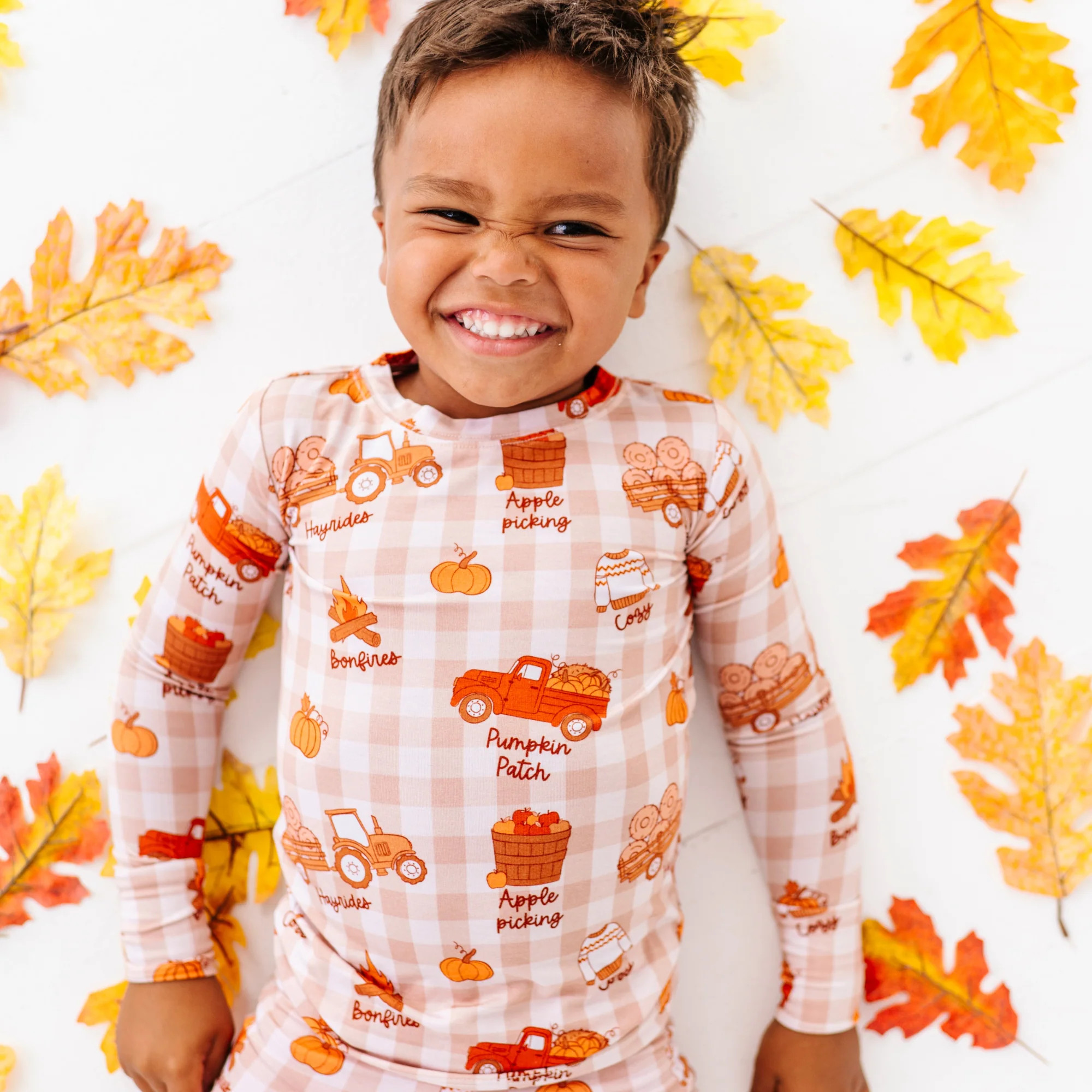 Fall Truck Pumpkin Pajamas | Soft Bamboo Autumn Sleepwear | Kiki + Lulu | Kiki + Lulu