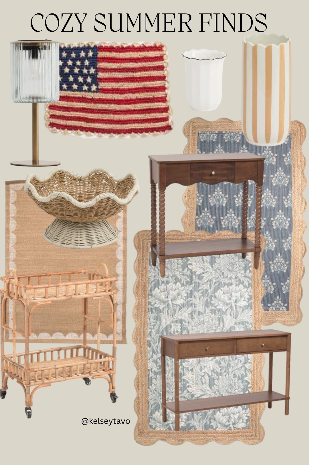 Cozy summer finds for indoor and outdoor 
American flag placemats 
4th of July 
Rattan bar cart 
Budget finds that look designer 

#LTKSaleAlert #LTKHome #LTKSeasonal