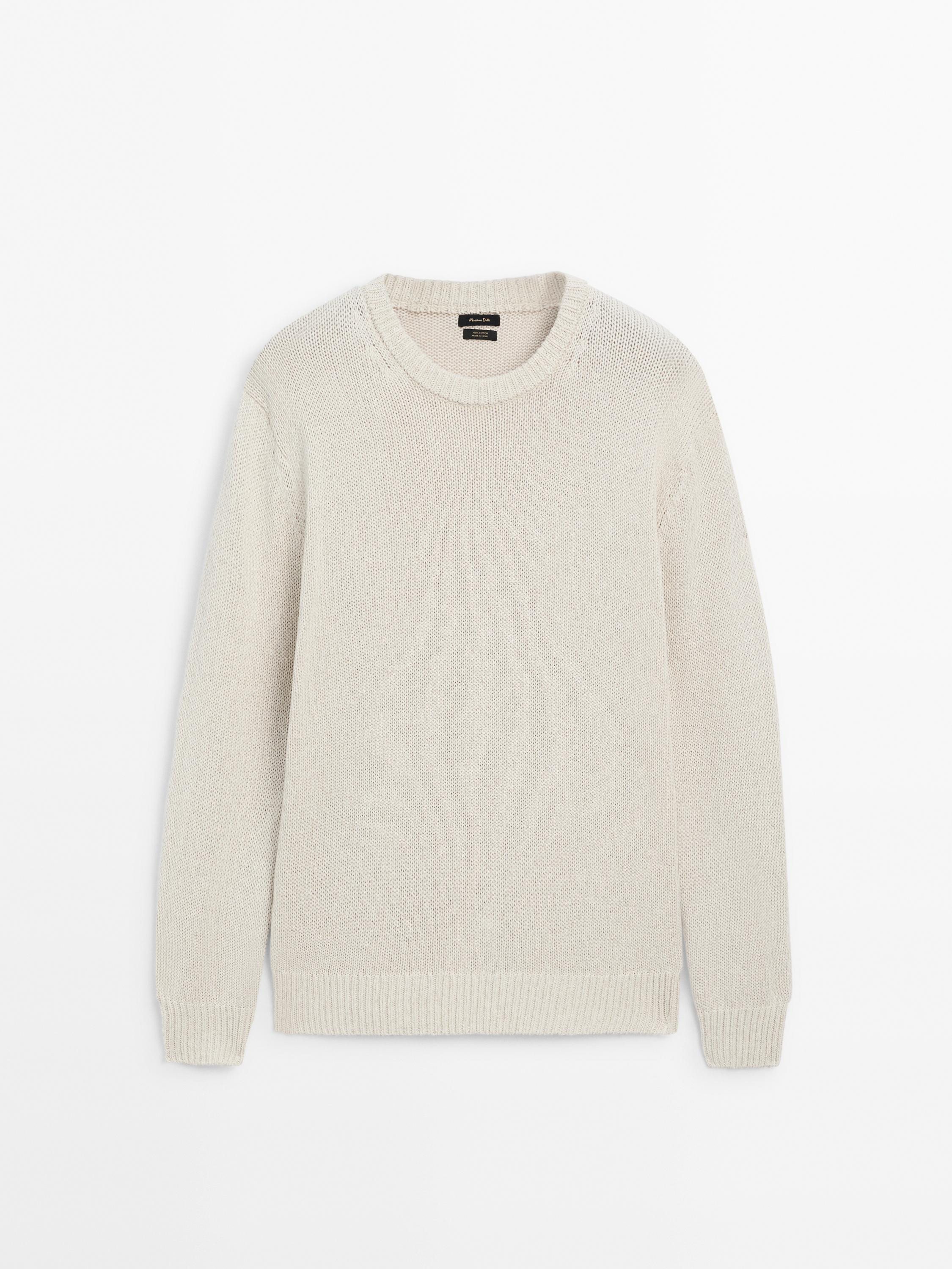 Purl knit cotton sweater | Massimo Dutti US