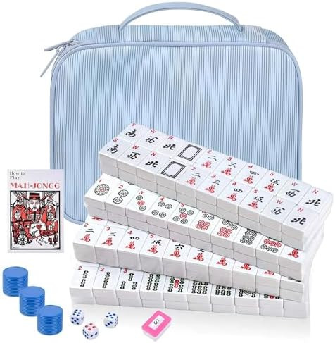 ALRALLI Portable American Mahjong Set, 166 Mahjong Tiles with Carrying Bag, 3 Dice, 40 Chips, Win... | Amazon (US)