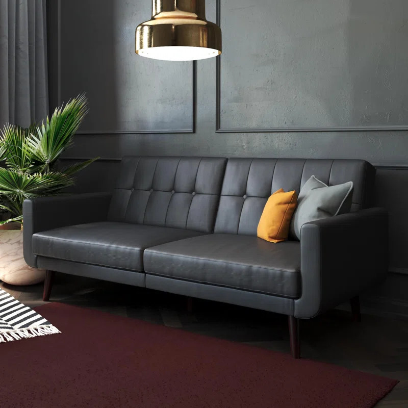 Gaige Twin 78.5'' Velvet Convertible Sofa | Wayfair North America