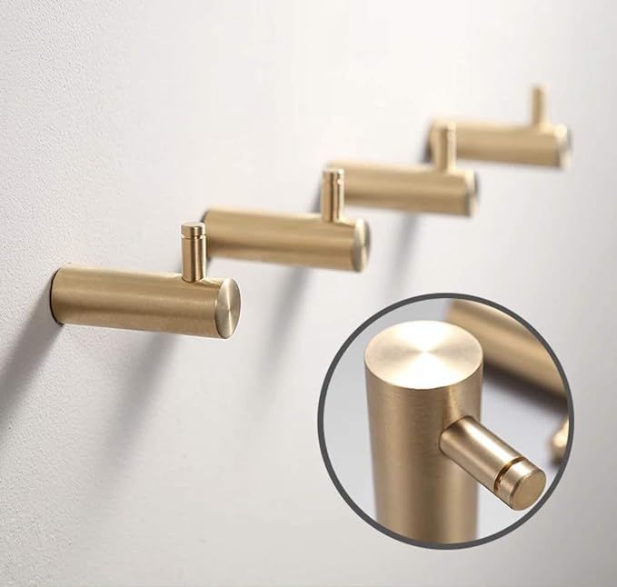 Brass Wall Mounted Hanging Hooks - 2 Pack Gold Pegs - Hooks for Hanging Towels, Keys, Chains, Coa... | Amazon (US)