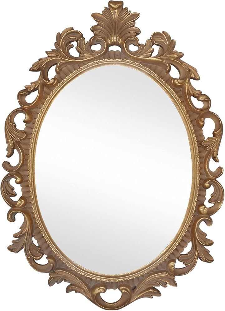 SIMON'S SHOP Oval Mirror Baroque Style Decorative Mirrors for Wall, 18.3 x 13 inches, Gold, Vinta... | Amazon (US)