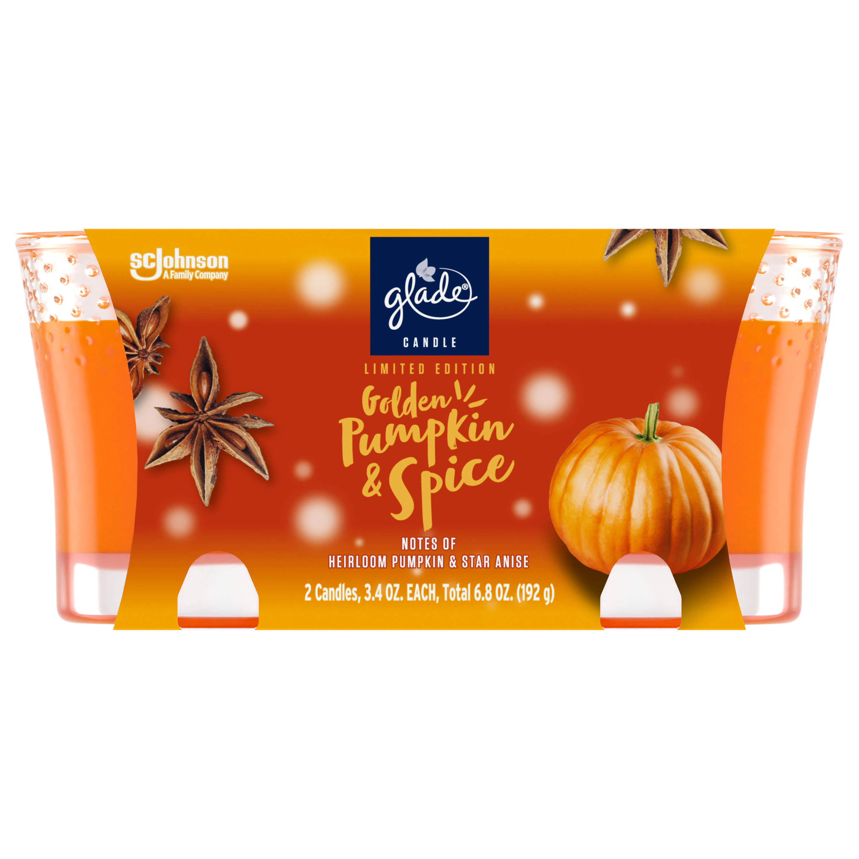 Glade 2 -Pack 1 -Wick Golden Pumpkin and Spice Orange Jar candle | 362886 | Lowe's