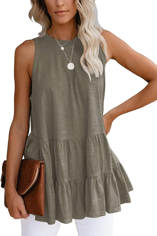 Bingerlily Women's Loose Fit Tank Tops Flowy Camis Sleeveless Crew Neck Casual Shirts | Amazon (US)