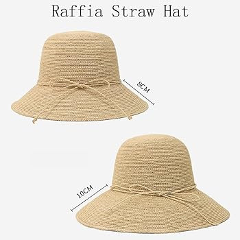 Women's Raffia Straw Hat Summer Beach Bucket Hat Handmade Natural Raffia Woven Sun Hats Foldable ... | Amazon (US)