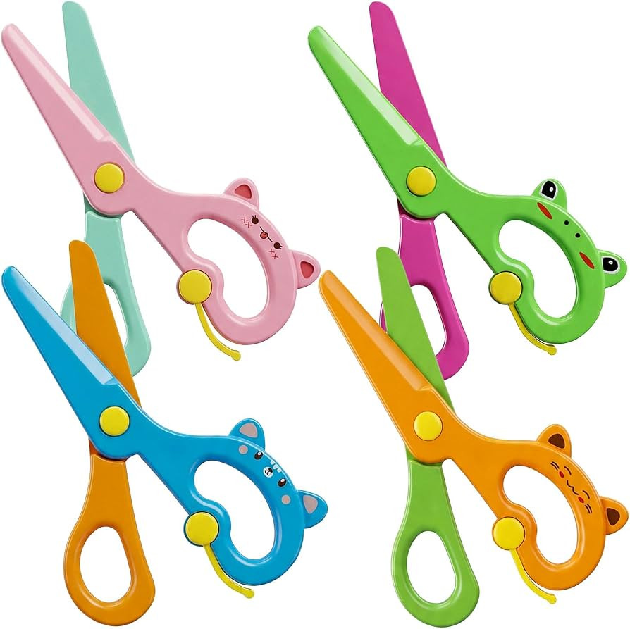 LovesTown Toddler Scissors, 4PCS Blunt Tip Adaptive Safety Scissor Stocking Stuffer for Kids & Ch... | Amazon (US)