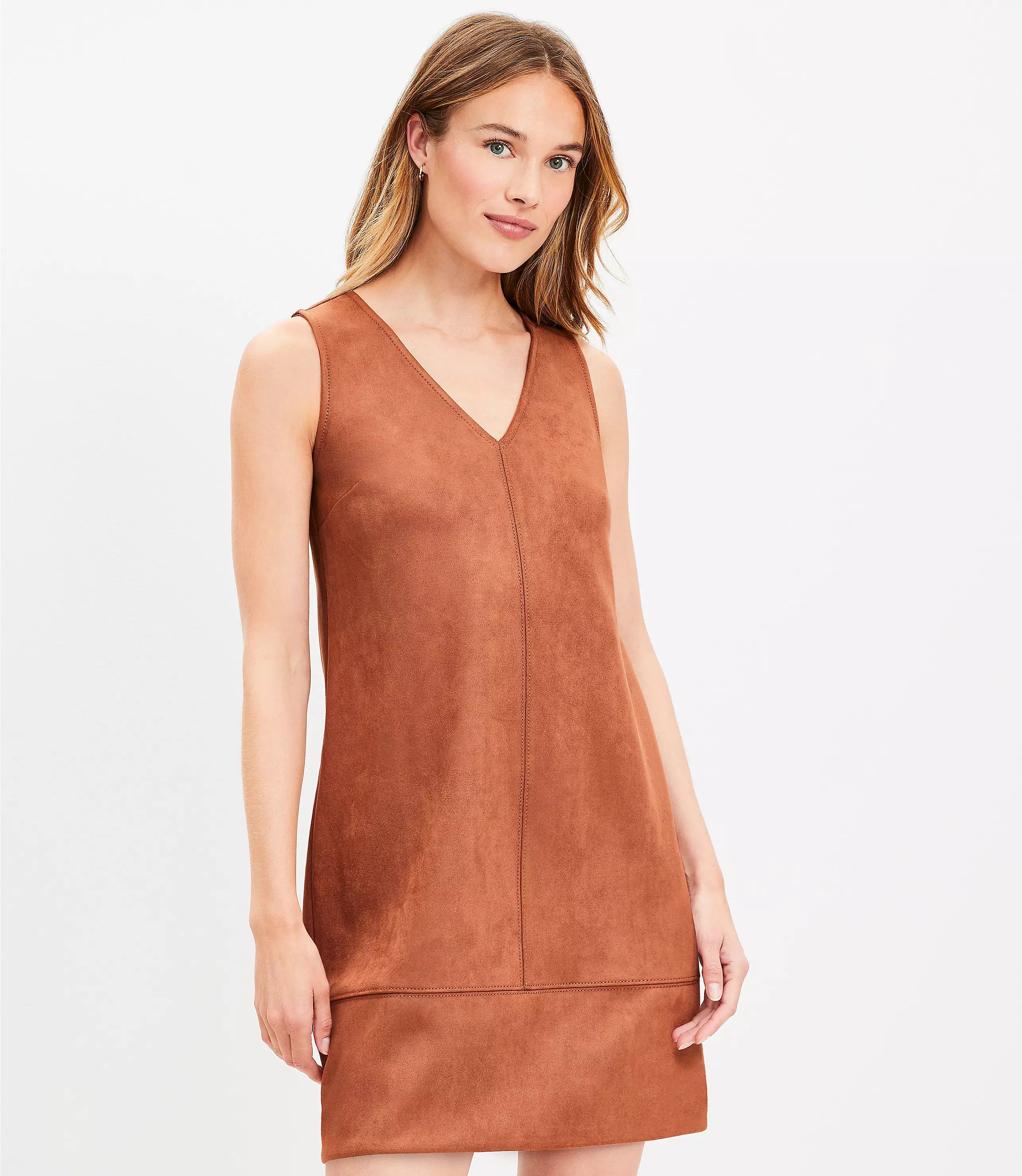 Faux Suede Mini Shift Dress | LOFT