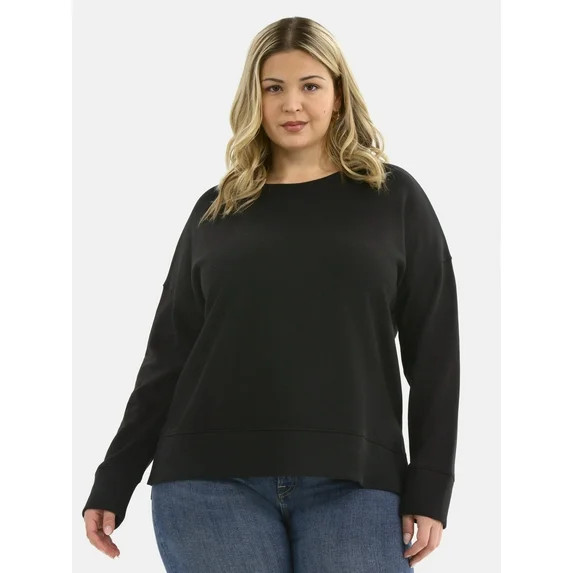Time and Tru Women's Tunic Sweatshirt with High-Low Hem, Sizes XS -4X | Walmart (US)