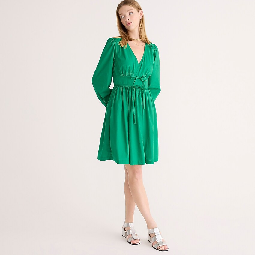 V-neck cotton poplin mini dress | J. Crew US