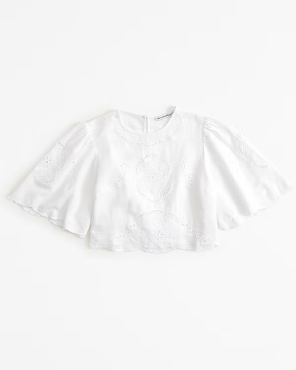Women's Angel Sleeve Embroidered Tee | Women's Tops | Abercrombie.com | Abercrombie & Fitch (US)