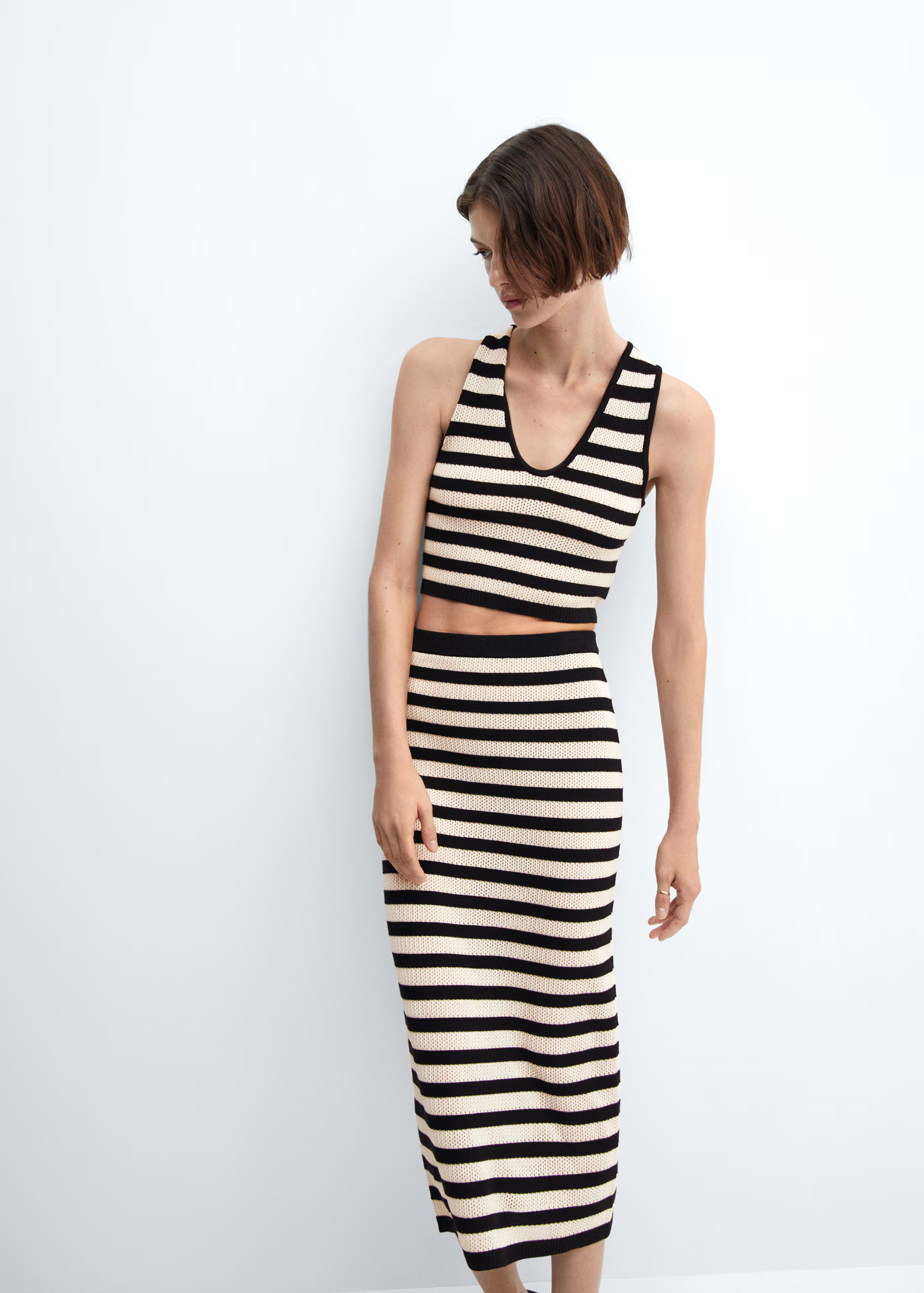 Knitted skirt with openwork details | MANGO (US)