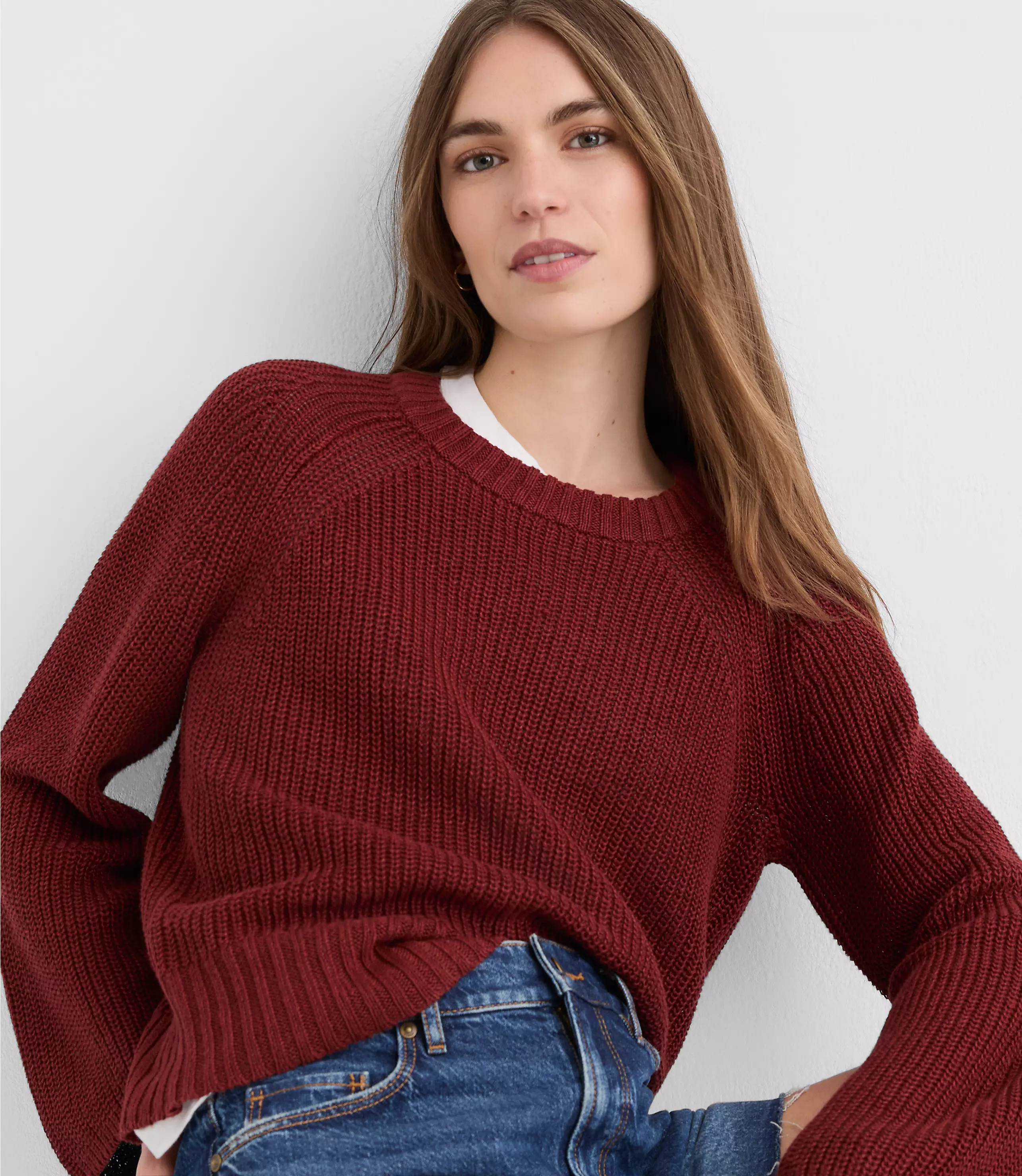 Linen Wide Sleeve Sweater | LOFT