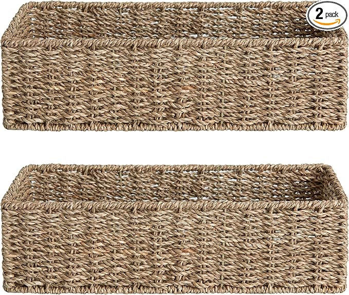 StorageWorks Toilet Tank Basket for Bathroom, Seagrass Storage Baskets for Toilet Tank Top, 2-Pac... | Amazon (US)
