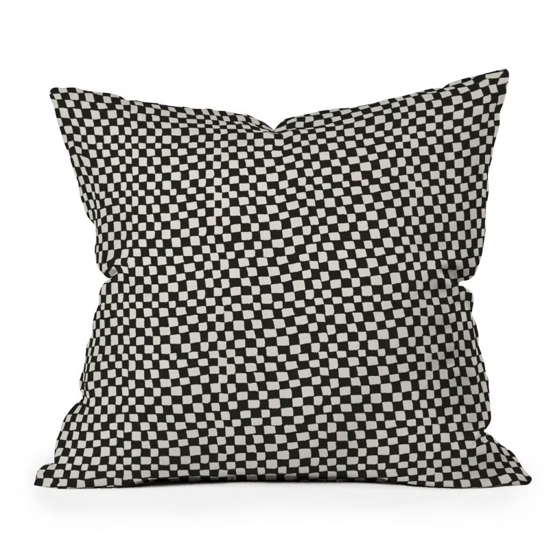 Iveta Abolina Lazy Checker Outdoor Throw Pillow Coal Black - Deny Designs | Target