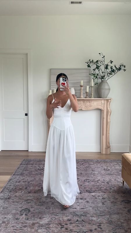 White maxi drop waist dress! 

This would be PERFECT for the brides. 

Size: 0 for reference 

#LTKWedding #LTKStyleTip

#LTKSeasonal