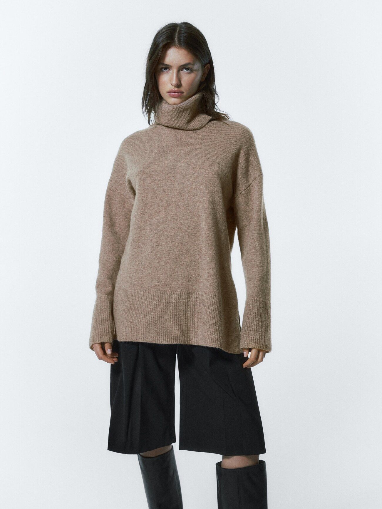 Wool and cashmere blend cape sweater | Massimo Dutti (US)