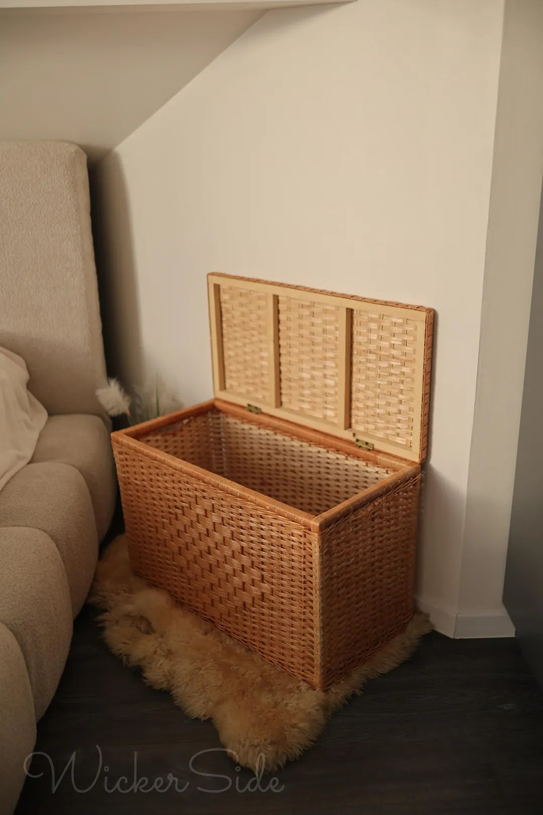 Vintage Handamde Wicker Storage Trunk, Rattan Laundry Basket With Lid, Natural Woven Blanket Ches... | Etsy (US)