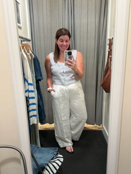 This look is spring and summer perfection! The top and pants are linen and they are literally the most comfortable and cutest! They both run TTS, comes in other color options, the top is on sale for $54.99 and you get 20% off through the LTK app! 

#LTKxMadewell #LTKSaleAlert #LTKMidsize