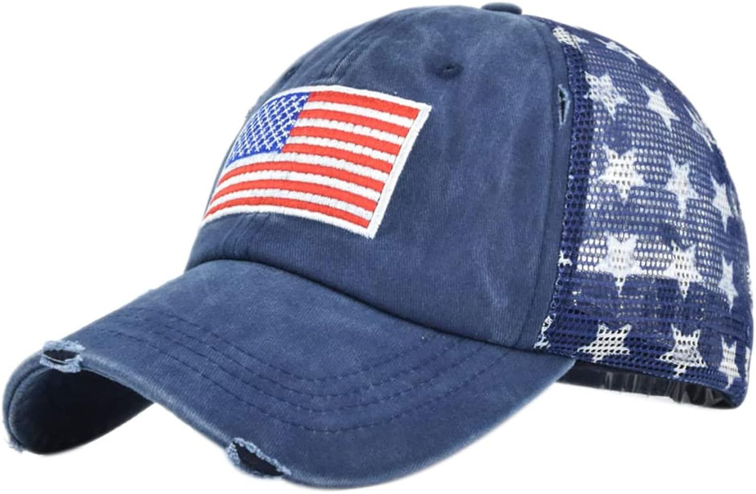 American Flag Star Trucker Hat for Men Women Summer Adjustable Outdoor Mesh Baseball Caps | Amazon (US)