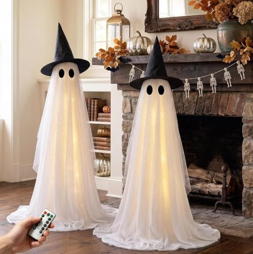Halloween Decorations Outdoor, Spooky Ghost Halloween Decor with Witch Hat | Amazon (US)