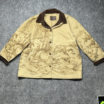 Vintage Ralph Lauren Womens Horse Scene Jacket Barn Coat Canvas Tan RL | eBay US