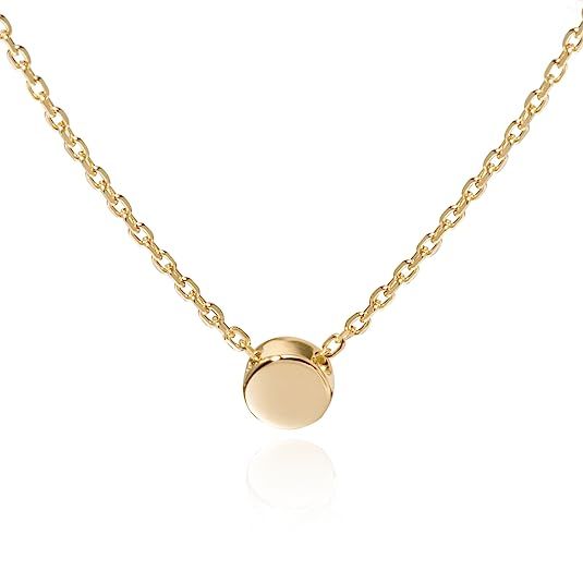 S.Leaf Sterling Silver Tiny Dot Necklace Round Circle Necklace for Women | Amazon (US)