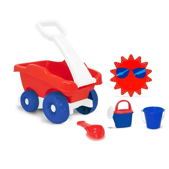 Play Day Red White and Blue  5pc Beach Wagon Set | Walmart (US)