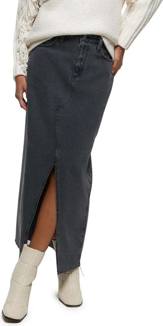 Front Slit Denim Maxi Skirt | Nordstrom