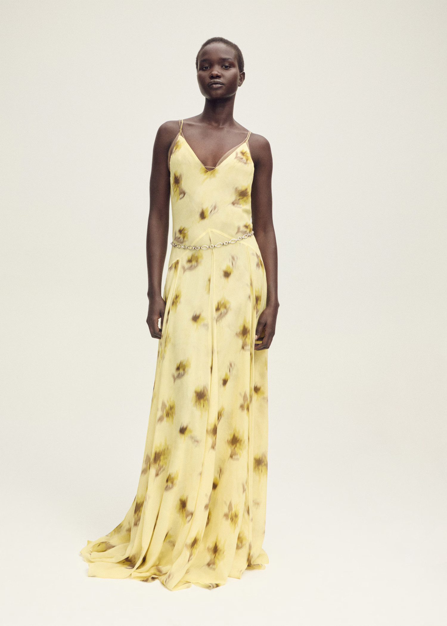 Floral midi-dress with gathered neckline | Mango (US/MX/AU)