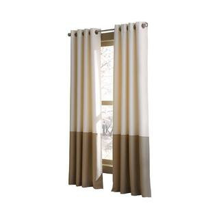 Ivory Color Block Grommet Sheer Curtain - 52 in. W x 63 in. L | The Home Depot