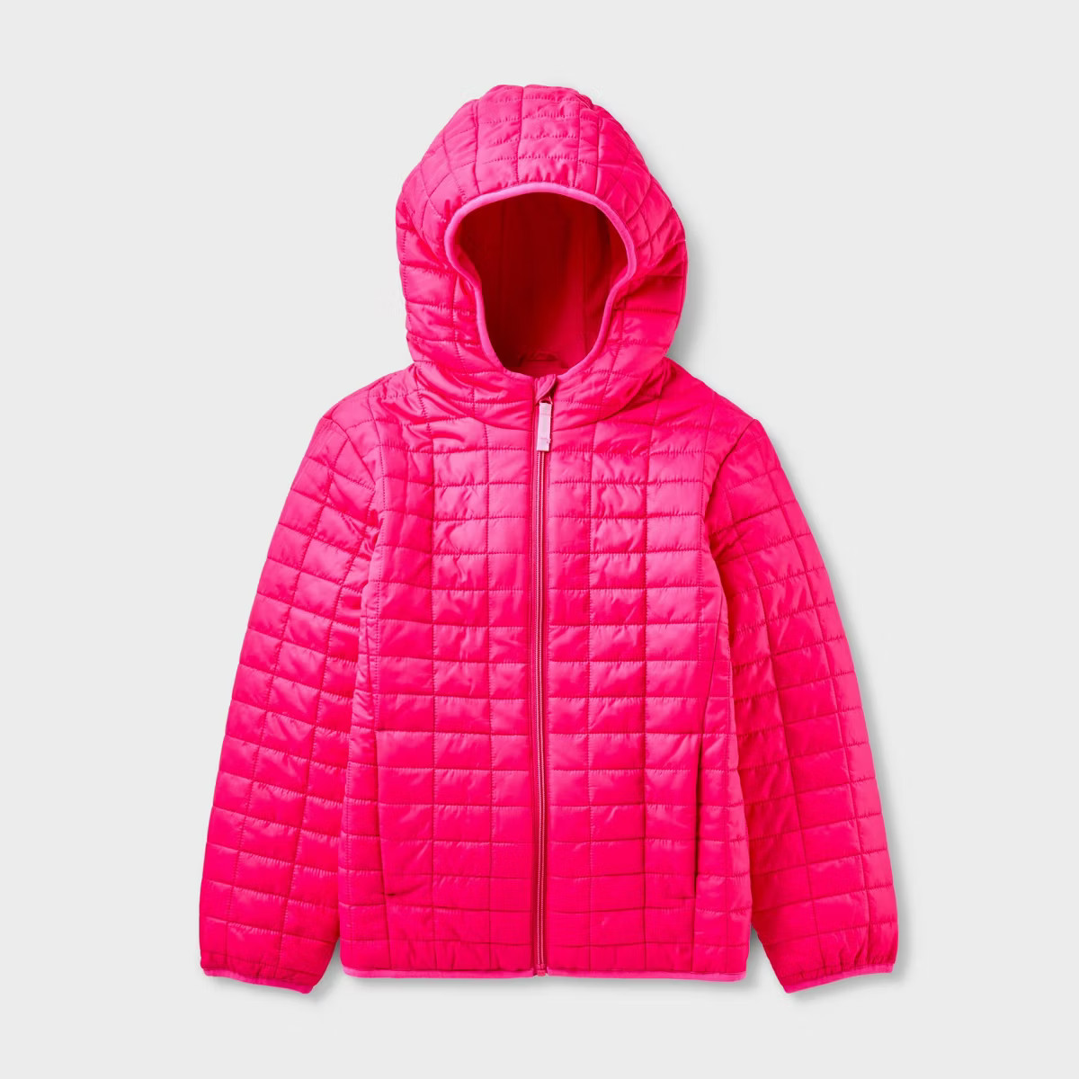 Kids' Hooded Puffer Jacket - Cat & Jack™ Pink M | Target