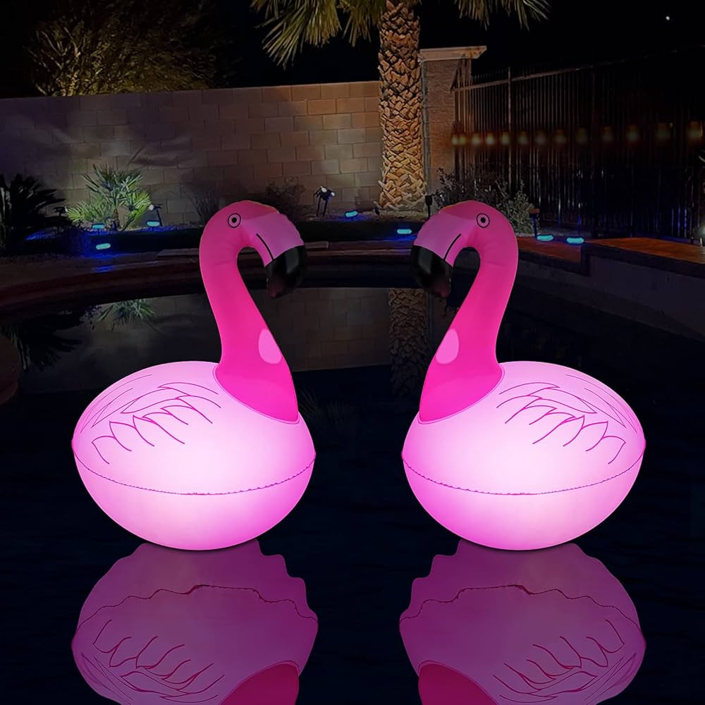 Rukars floating Flamingo LED pool lights 2PCS, Waterproof, Glow in The Dark solar Powered, Inflat... | Amazon (US)