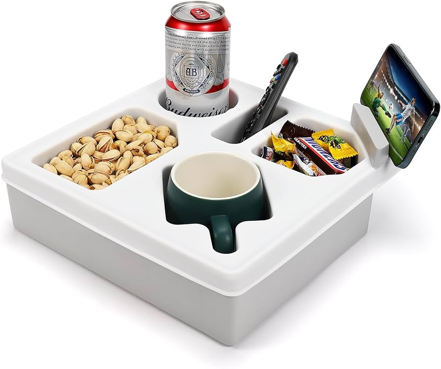 Couch Cup Holder Tray, Silicone Sofa Couch Caddy for Bed Car Seat Beach Organizer, Waterproof Cup... | Amazon (US)