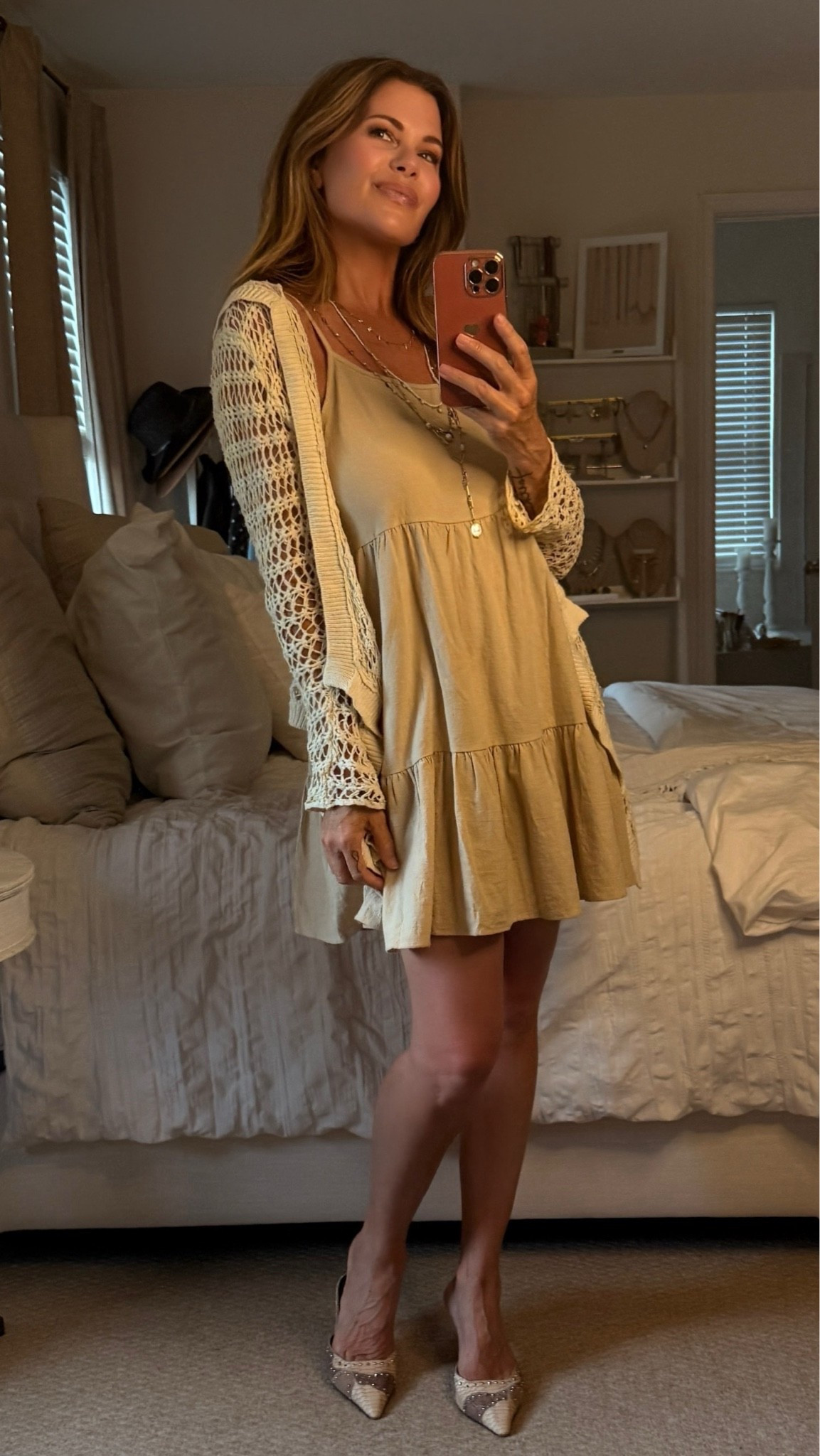 Sunday’s are for cute dresses. 

Dress - size down, I’m wearing the XS -2 color Apricot//mules - size up 1/2 size//sweater (very old) by Lucky