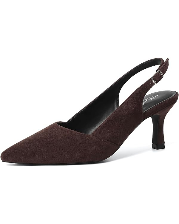 Mostrin Kitten Heels for Women Slingback Pointed Closed Toe Heels Women's Pumps Shoes for Wedding... | Amazon (US)