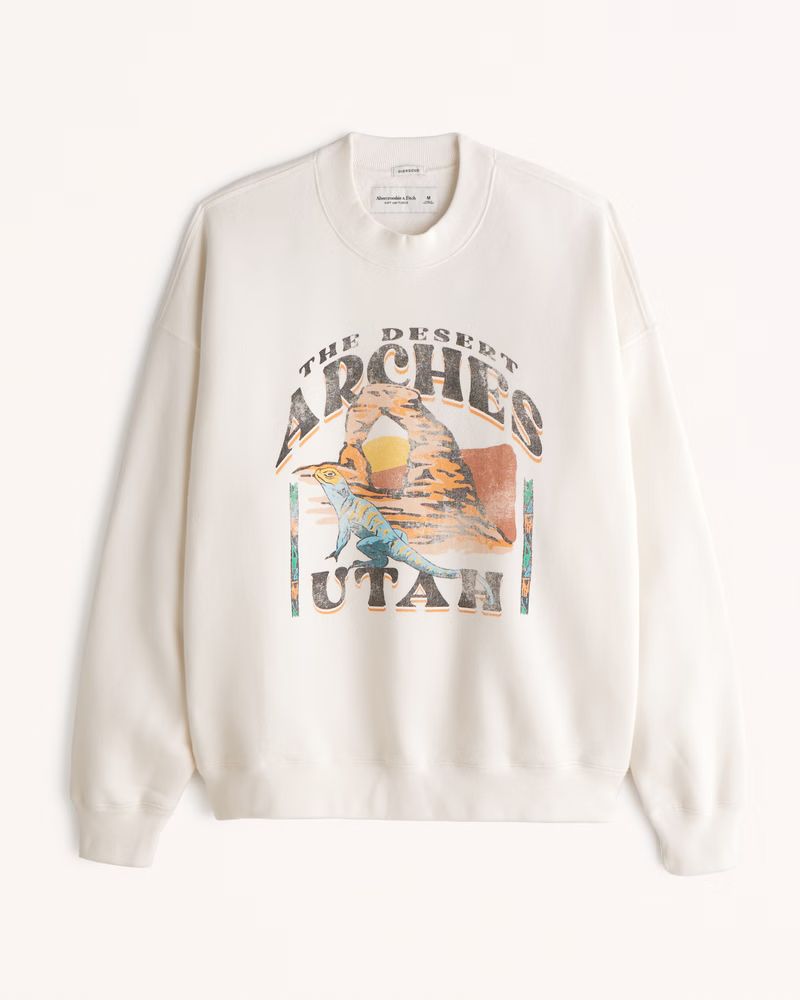 Abercrombie & Fitch Men's Arches Graphic Crew Sweatshirt in Off White - Size M | Abercrombie & Fitch (US)