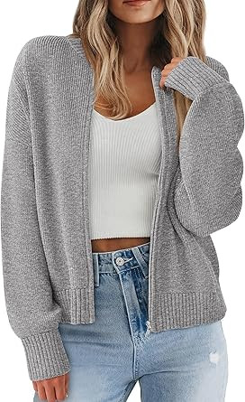 NALANISA Women's Chunky Cardigan Sweaters Spring Open Front Long Sleeve Ribbed Knit Zipper Short ... | Amazon (US)