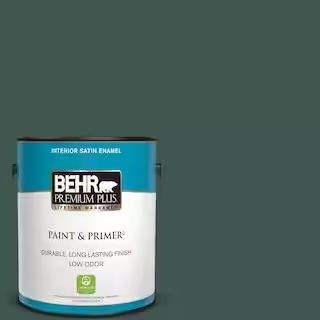 BEHR PREMIUM PLUS 1 gal. Home Decorators Collection #HDC-CL-21A Dark Everglade Satin Enamel Low O... | The Home Depot