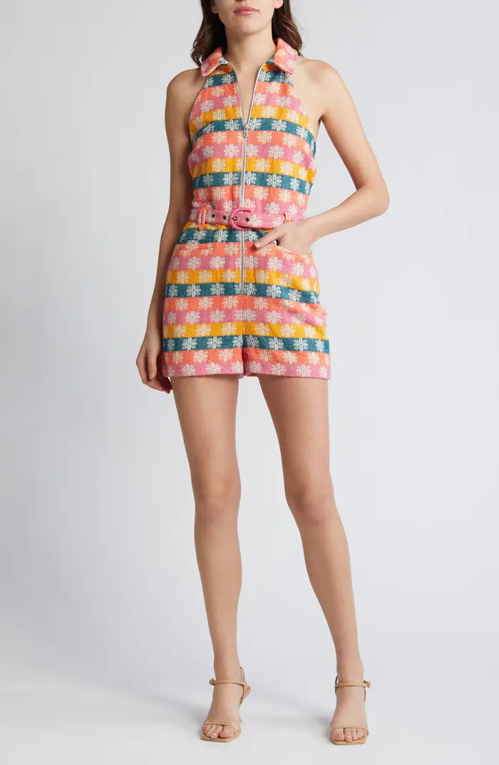 Valentine Floral Stripe Cotton Romper | Nordstrom