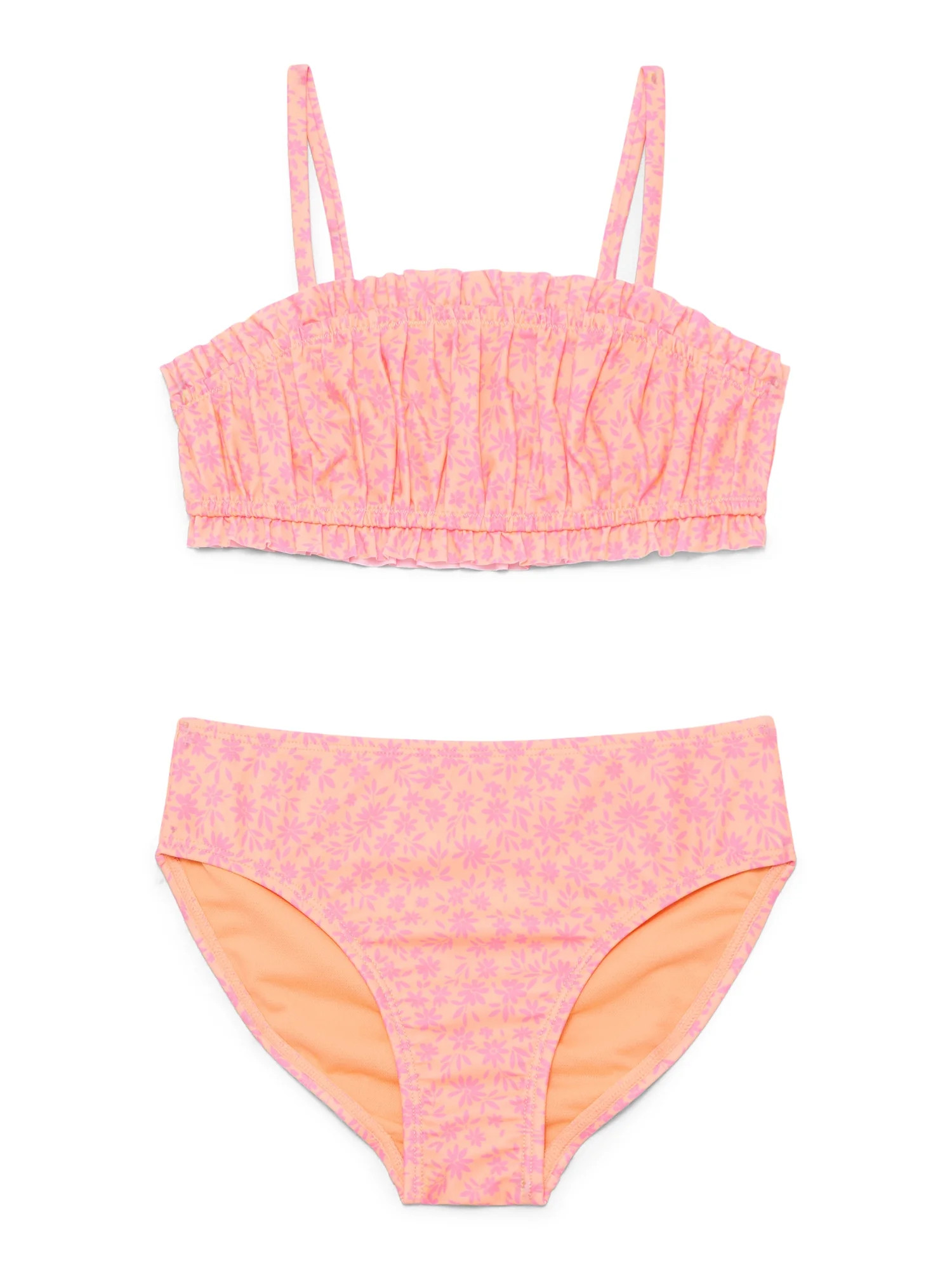 Wonder Nation Girls Ruffle Ditsy Floral Swimsuit, 2-Piece, Sizes 4-16 | Walmart (US)